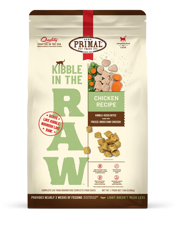 Primal Kibble in the Raw Chicken Recipe Freeze-Dried Cat Food