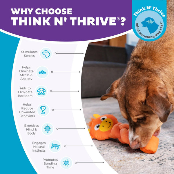 Outward Hound Nina Ottosson Twistiez Dragon Treat Puzzle Plush Dog Toy, Orange
