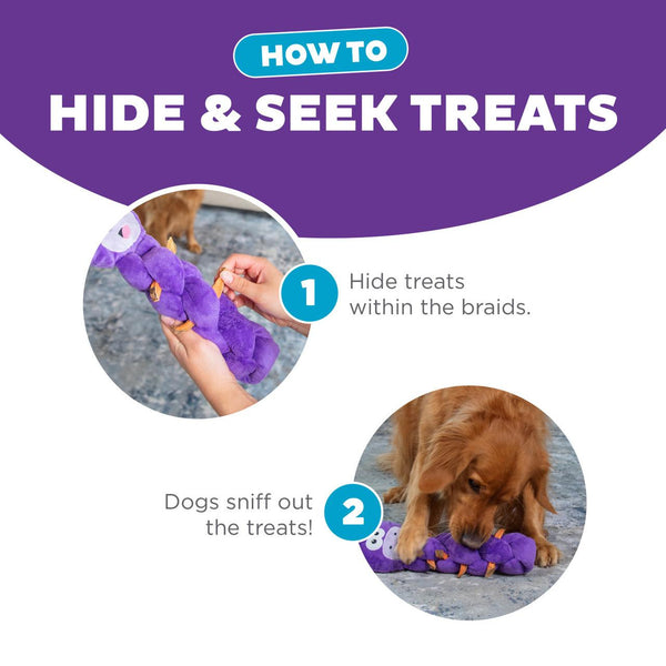 Outward Hound Nina Ottosson Twistiez Interactive Treat Puzzle Plush Dog Toy, Purple