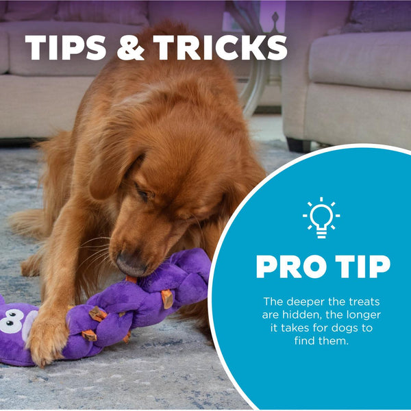 Outward Hound Nina Ottosson Twistiez Interactive Treat Puzzle Plush Dog Toy, Purple