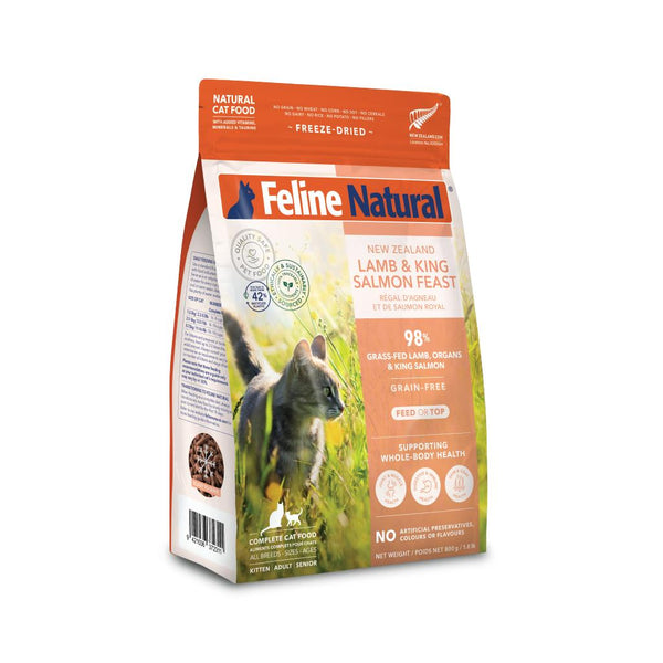Feline Natural Festin d'Agneau et de Saumon Royal Sans céréales Nourriture pour chats lyophilisée et supplément