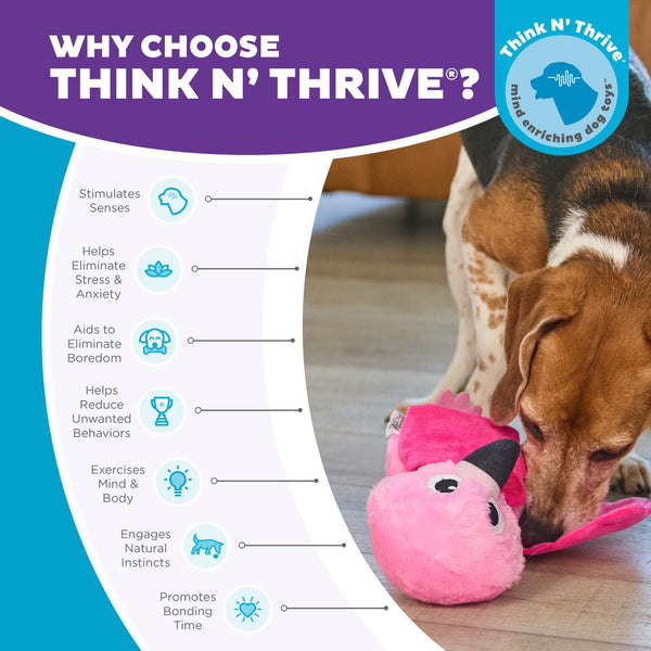 Outward Hound Hide-Ablez Flamingo Plush Puzzle with Treat Ball Dog Toy, Pink