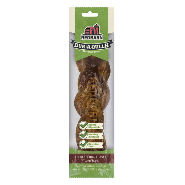 Redbarn Dur-A-Bulls Hickory BBQ Braid Dog Treats, Large