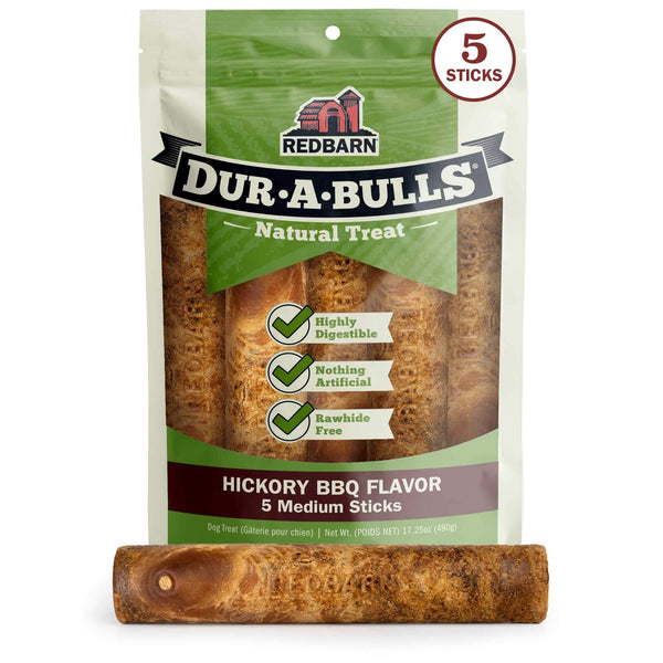 Redbarn Dur-A-Bulls Hickory BBQ Stick Dog Treats, Medium