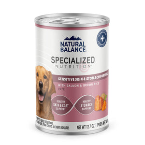 Natural Balance Specialized Nutrition Sensitive Skin & Stomach Salmon & Brown Rice Wet Dog Food Can