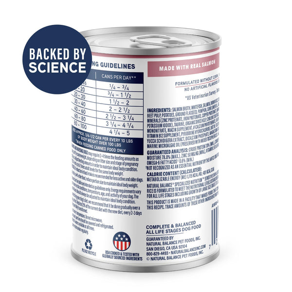 Natural Balance Specialized Nutrition Sensitive Skin & Stomach Salmon & Brown Rice Wet Dog Food Can
