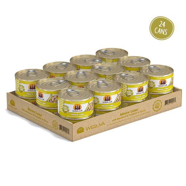 Weruva Classic Cat Meow Luau with Mackerel & Pumpkin in Gravy Wet Cat Food Can