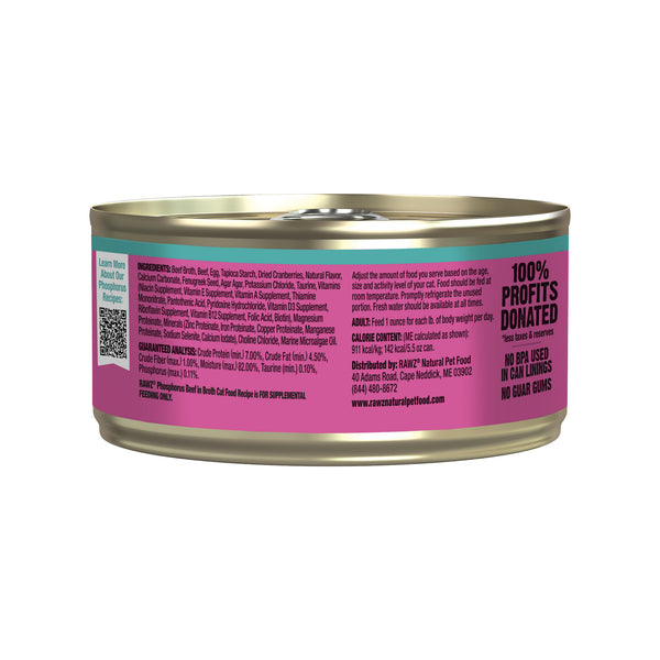 RAWZ Reduced Phosphorous Beef Pate Wet Cat Food Can