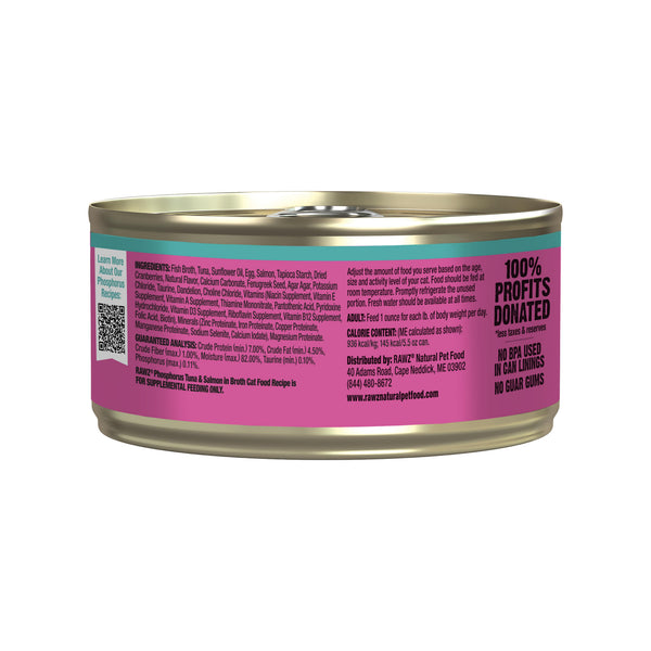 RAWZ Reduced Phosphorous Tuna & Salmon Pate Wet Cat Food Can