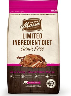 Merrick Régime à Ingrédients Limités Sans Céréales Recette de Dinde véritable et Patate douce Croquettes pour chien