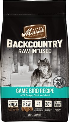 Merrick Backcountry Raw Infused Game Bird Recipe with Turkey, Duck & Quail Grain-Free Dry Dog Food