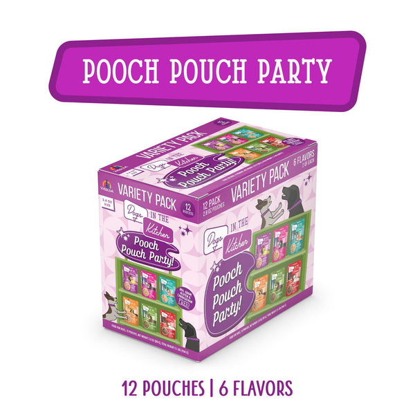 Dogs in the Kitchen Pooch Pouch Party! Variety Pack Wet Dog Food Pouch, 2.8-oz, 12-pk