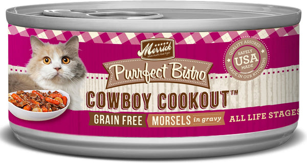 Merrick Purrfect Bistro Grain-Free Cowboy Cookout Morsels in Gravy Canned Cat Food