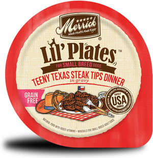 Merrick Lil' Plates Grain-Free Teeny Texas Steak Tips in Gravy Dog Food Trays