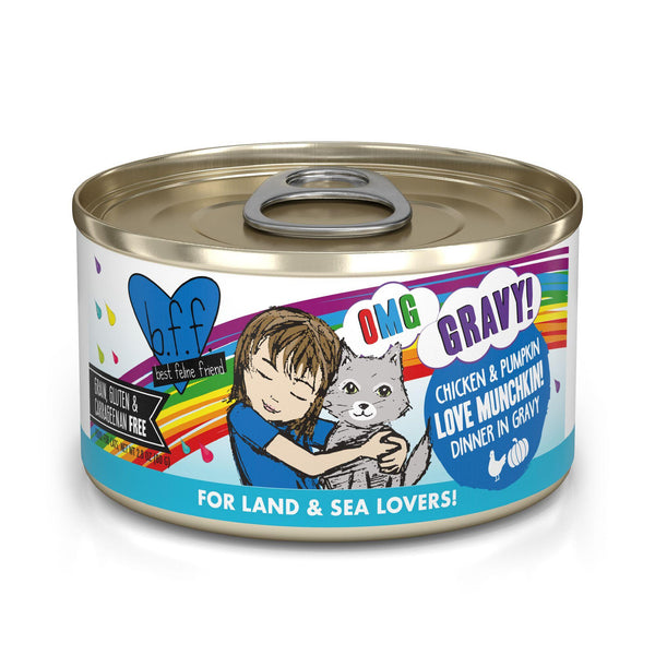 BFF OMG GRAVY Chicken & Pumpkin Love Munchkin! Dinner in Gravy Wet Cat Food Can