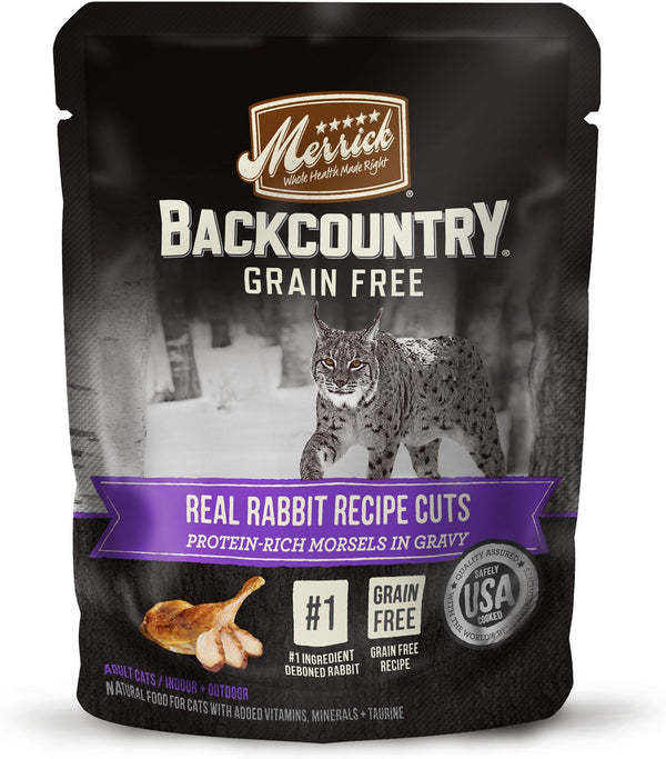 Merrick Backcountry Morceaux Sans céréales en Sauce Recette au Vrai Lapin Sachets de nourriture pour chats