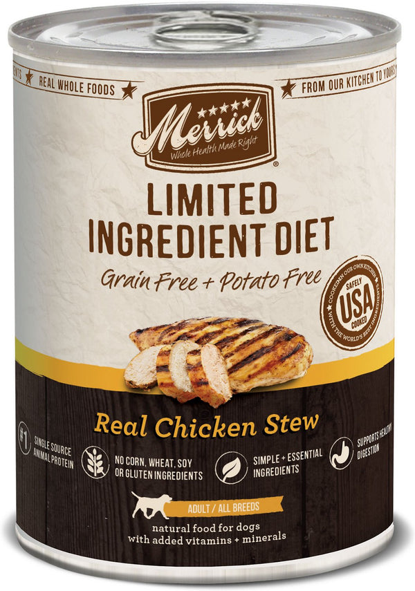 Merrick Limited Ingredient Diet Grain-Free Real Chicken Stew Canned Dog Food