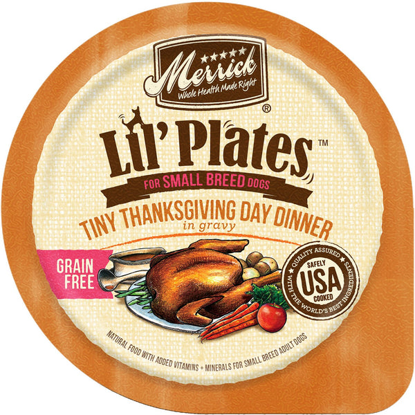 Merrick Lil' Plates Grain-Free Tiny Thanksgiving Day Dinner in Gravy Dog Food Trays