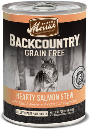 Merrick Backcountry Ragoût copieux de saumon sans céréales Nourriture en boîte pour chiens