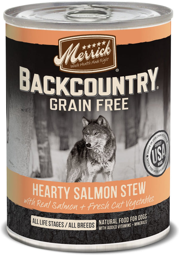 Merrick Backcountry Ragoût copieux de saumon sans céréales Nourriture en boîte pour chiens