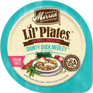 Merrick Lil' Plates Grain-Free Dainty Duck Medley in Gravy Dog Food Trays