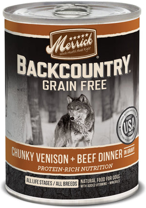 Merrick Backcountry Grain-Free Chunky Venison & Beef Dinner in Gravy Canned Dog Food