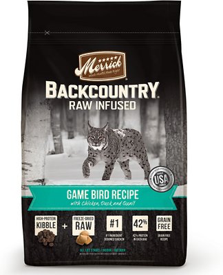 Merrick Backcountry Raw Infused Game Bird Recipe with Chicken, Duck & Quail Grain-Free Dry Cat Food