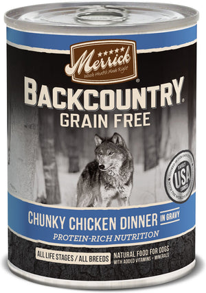 Merrick Backcountry Grain-Free Chunky Chicken Dinner in Gravy Canned Dog Food