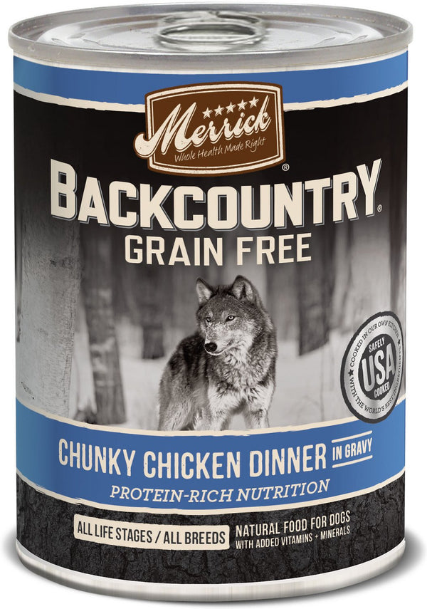 Merrick Backcountry Grain-Free Chunky Chicken Dinner in Gravy Canned Dog Food