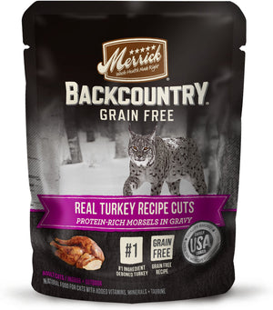 Merrick Backcountry Grain-Free Morsels in Gravy Real Turkey Recipe Cuts Cat Food Pouches