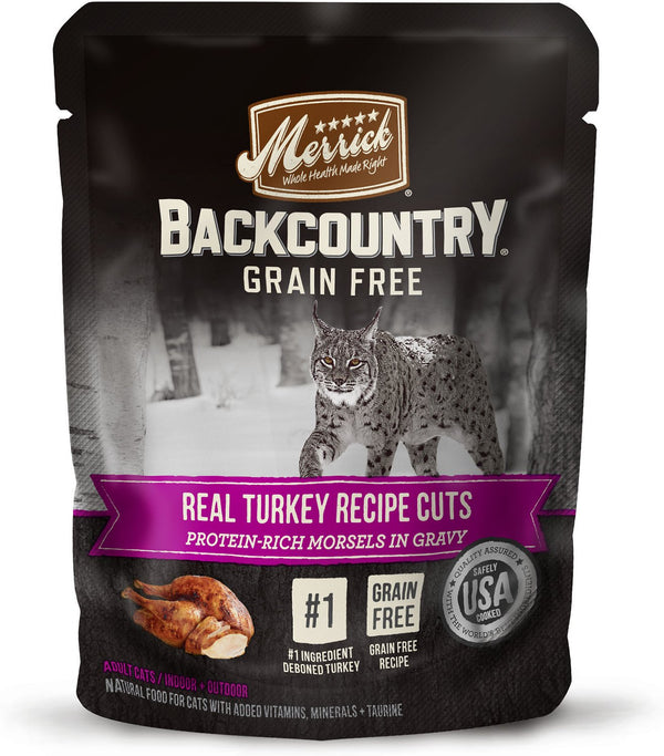 Merrick Backcountry Grain-Free Morsels in Gravy Real Turkey Recipe Cuts Cat Food Pouches