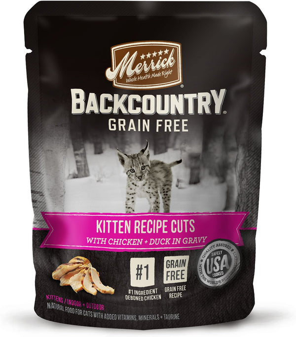 Merrick Backcountry Grain-Free Kitten Recipe Cuts Chicken & Duck in Gravy Cat Food Pouches