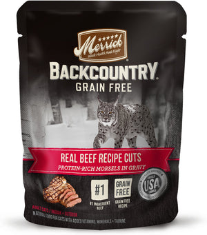 Merrick Backcountry Grain-Free Morsels in Gravy Real Beef Recipe Cuts Cat Food Pouches