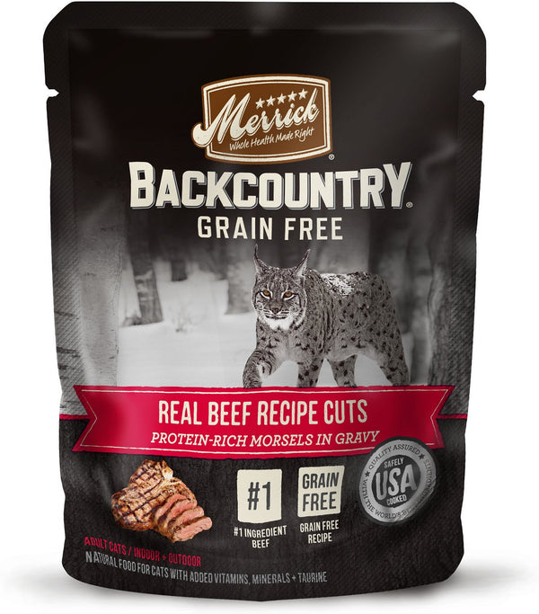 Merrick Backcountry Grain-Free Morsels in Gravy Real Beef Recipe Cuts Cat Food Pouches