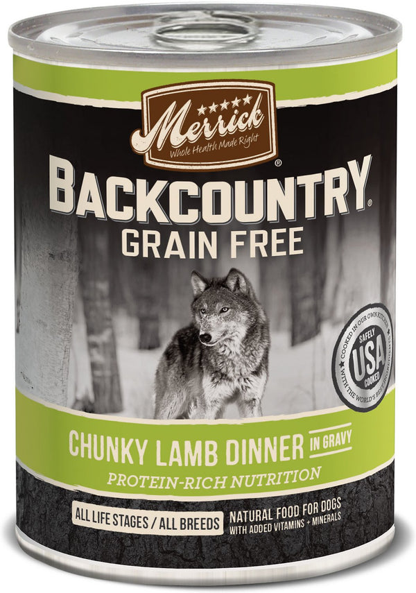 Merrick Backcountry Dîner en sauce à l’agneau en gros morceaux Sans céréales Nourriture en conserve pour chiens