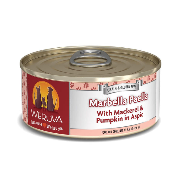 Weruva Classic Dog Marbella Paella au Maquereau et à la Citrouille en Aspic Boîte de nourriture humide pour chiens