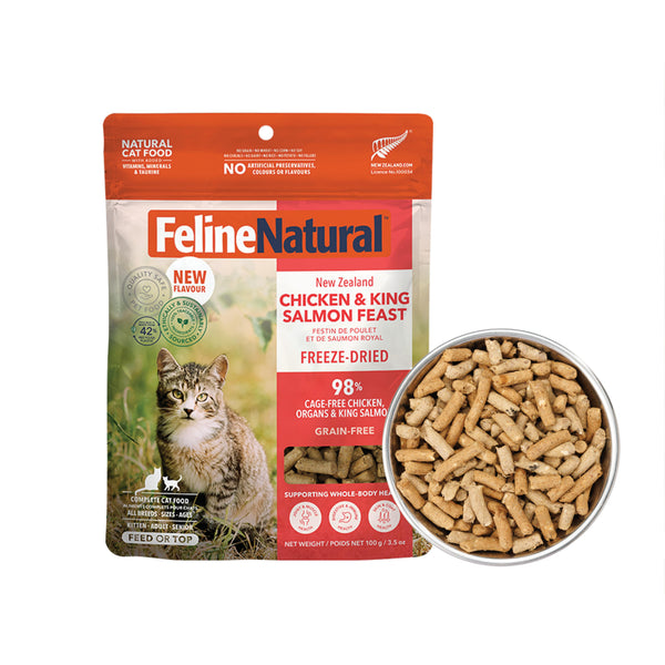 Feline Natural New Zealand Chicken & King Salmon Feast Grain-Free Freeze-Dried Cat Food
