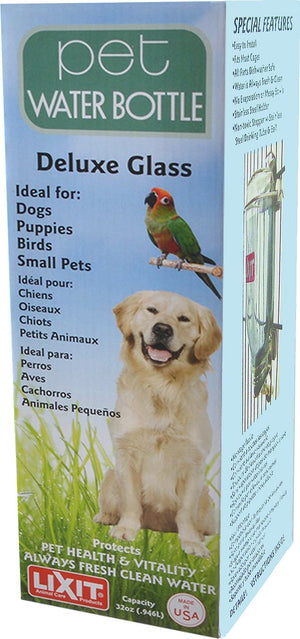 Lixit Deluxe Glass Pet Water Bottle, 32-oz bottle