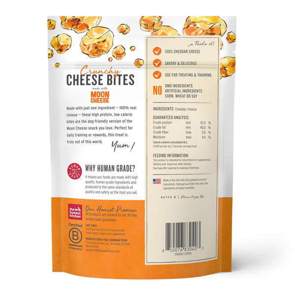 The Honest Kitchen Crunchy Cheese Bites Moon Cheese 100% Cheddar Cheese Dog Treats