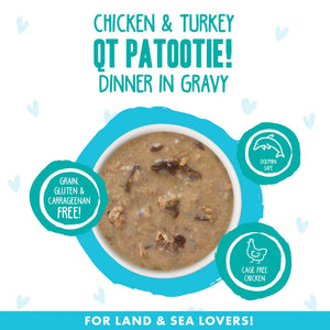 BFF OMG GRAVY Chicken & Turkey QT Patootie! Dinner in Gravy Wet Cat Food Can