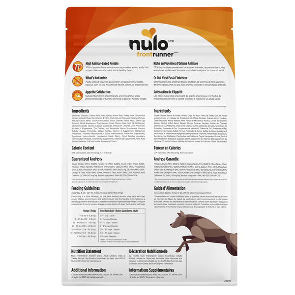 Nulo Frontrunner Ancient Grains Adult Chicken, Oats, & Turkey Dry Dog Food (CA)