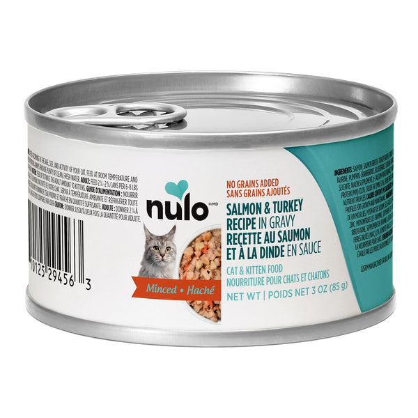 Nulo Cat & Kitten Minced Salmon & Turkey in Gravy Grain-Free Wet Cat Food Can (CA)