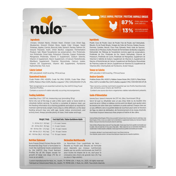 Nulo Chicken with Blueberries Grain-Free Freeze-Dried Raw Dog Food (CA)