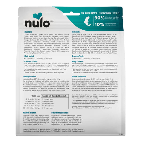 Nulo Turkey & Salmon with Strawberries Grain-Free Freeze-Dried Raw Dog Food (CA)