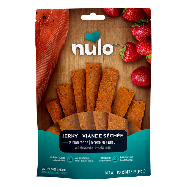 Nulo Jerky Strips Salmon Recipe with Strawberries Dog Treats (CA)