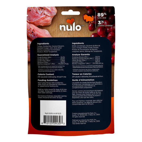Nulo Jerky Strips Turkey Recipe with Cranberries Dog Treats (CA)