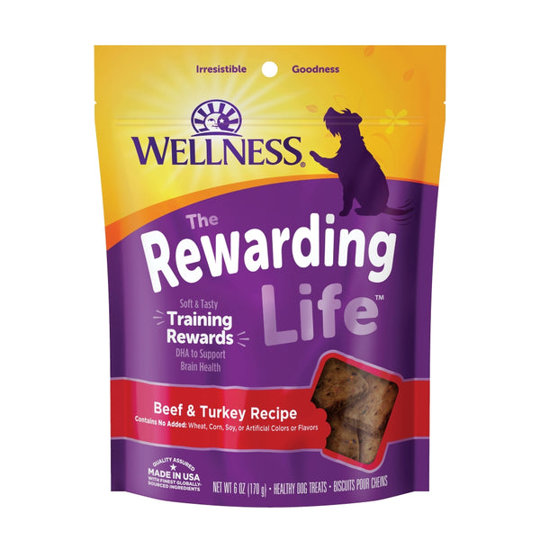 Wellness Sans céréales The Rewarding Life Friandises molles et moelleuses pour chiens au bœuf et à la dinde, 6 oz