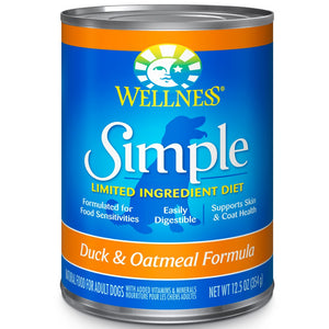 Wellness Simple Limited Ingredient Diet Duck & Oatmeal Formula Wet Dog Food Can