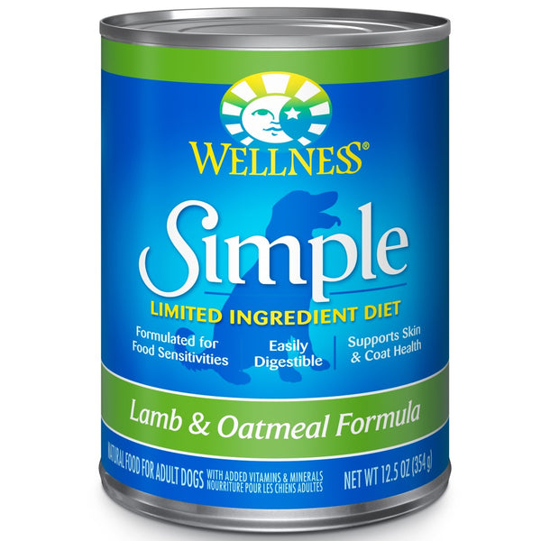 Wellness Simple Limited Ingredient Diet Lamb & Oatmeal Formula Wet Dog Food Can
