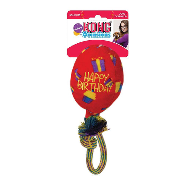 KONG Occasions Birthday Balloon Dog Toy, Red